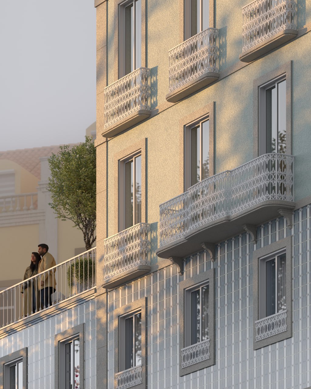 A fachada restaurada de MARIA Residences